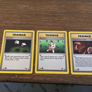 1st Edition (3) Trainer Cards Fossil Edition - RARE 60+61+62/62 - MINT CONDITION